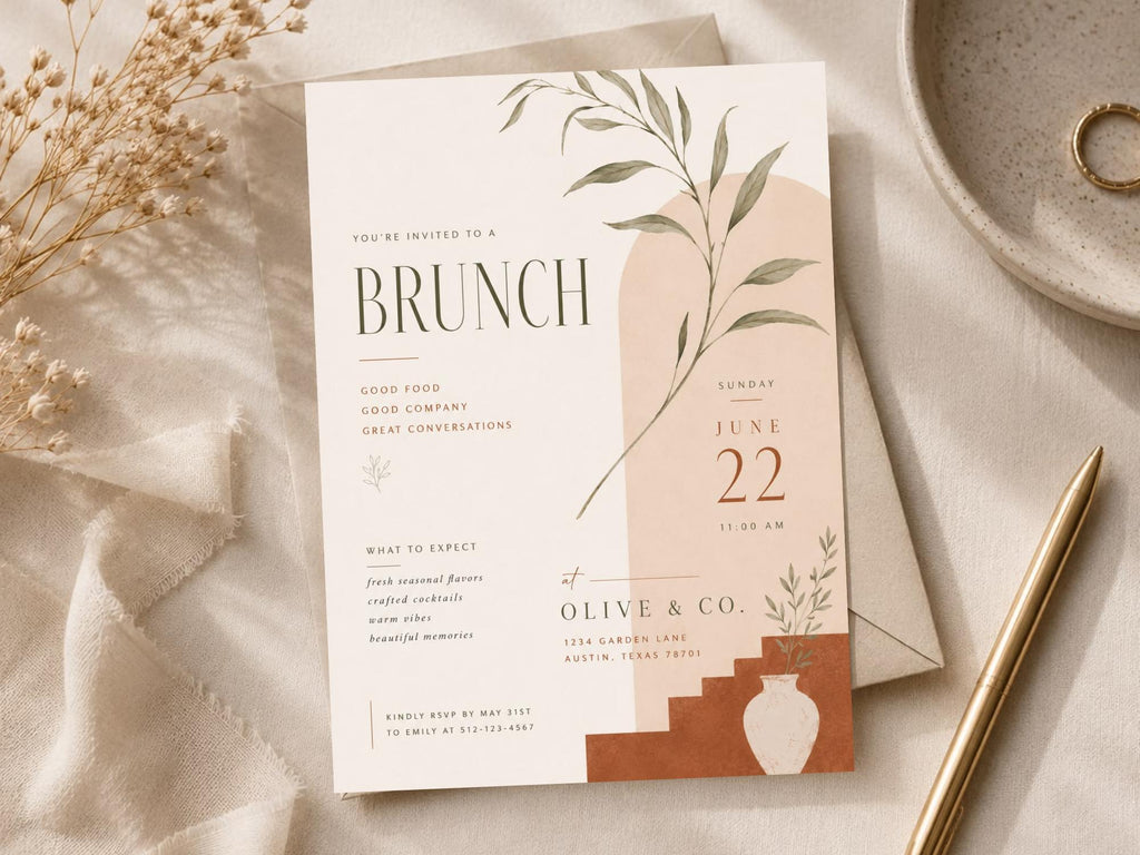 Dusty Rose Brunch Invitation Template preview 4