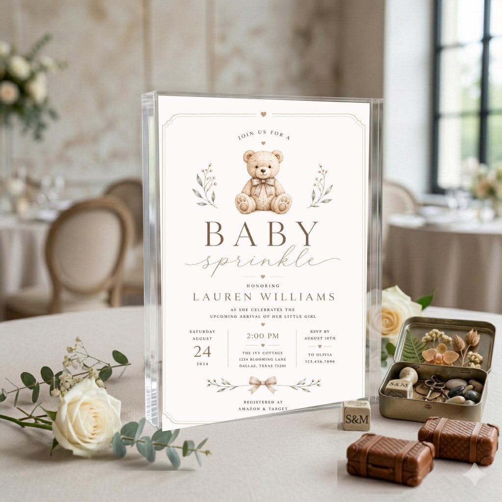 Teddy Bear Baby Sprinkle Invitation Template preview 4