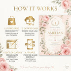 Floral First Birthday Invitation Girl preview 2