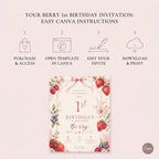 Berry First Birthday Invitation – printable template preview 3