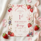 Berry First Birthday Invitation – printable template preview 1