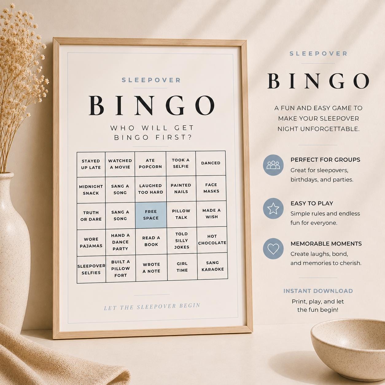 Sleepover Bingo Game preview 2