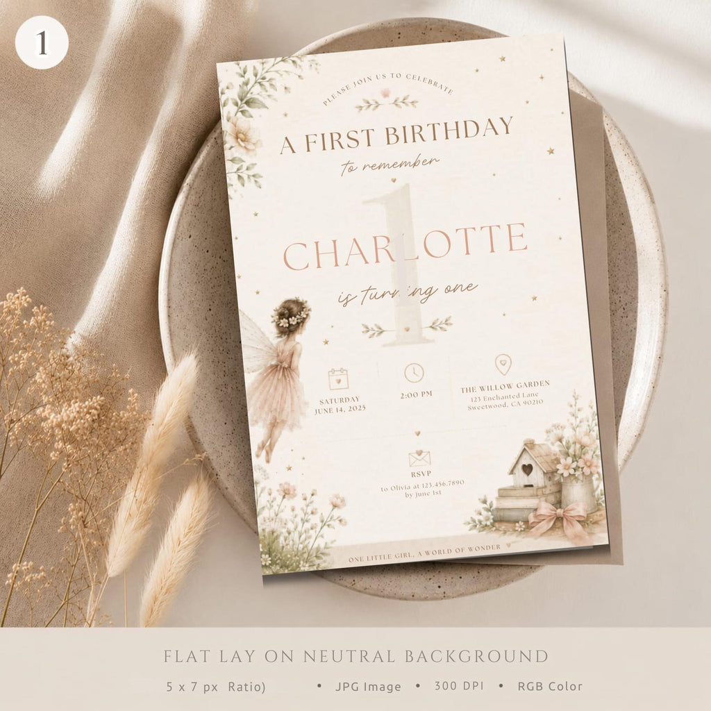 Little Fairy Birthday Invitation Template preview 2