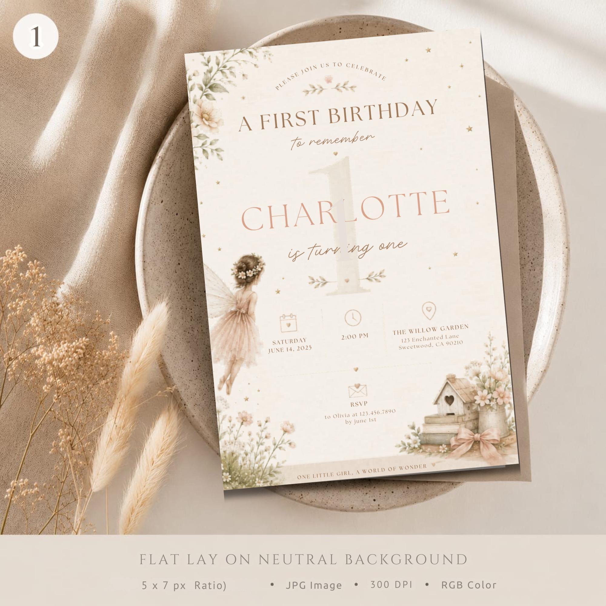 Little Fairy Birthday Invitation Template preview 2