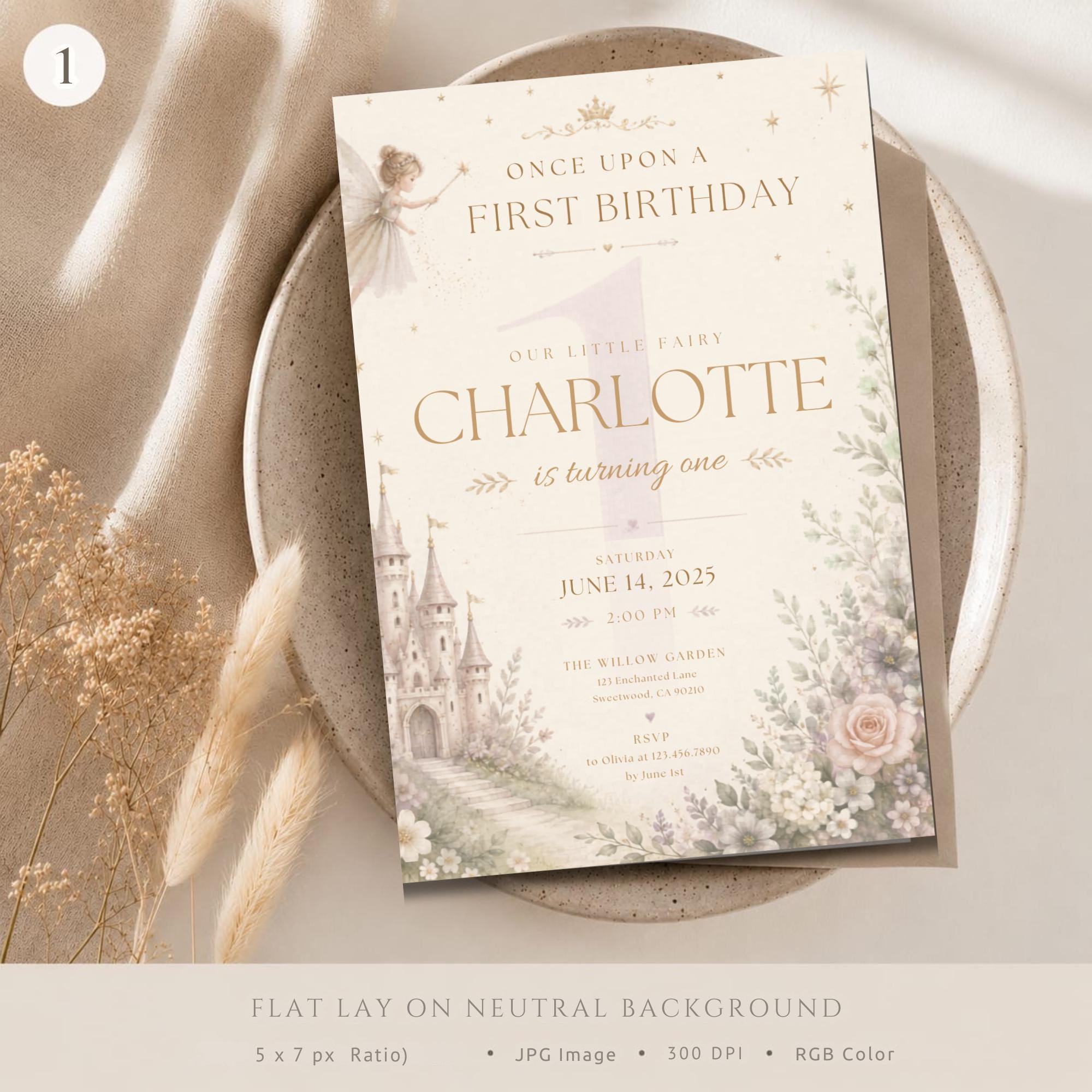Enchanted Fairy First Birthday Invitation preview 3