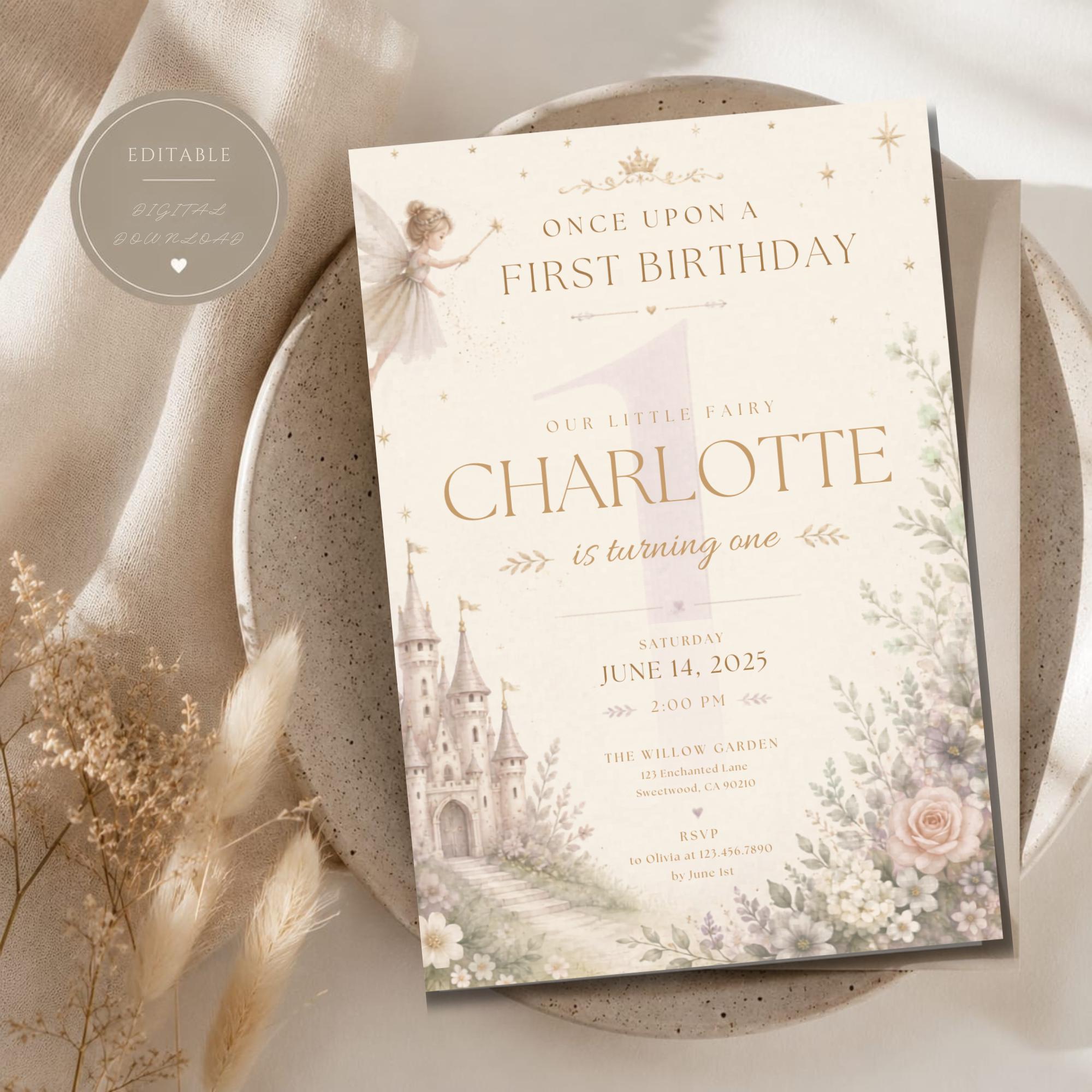 Enchanted Fairy First Birthday Invitation preview 2