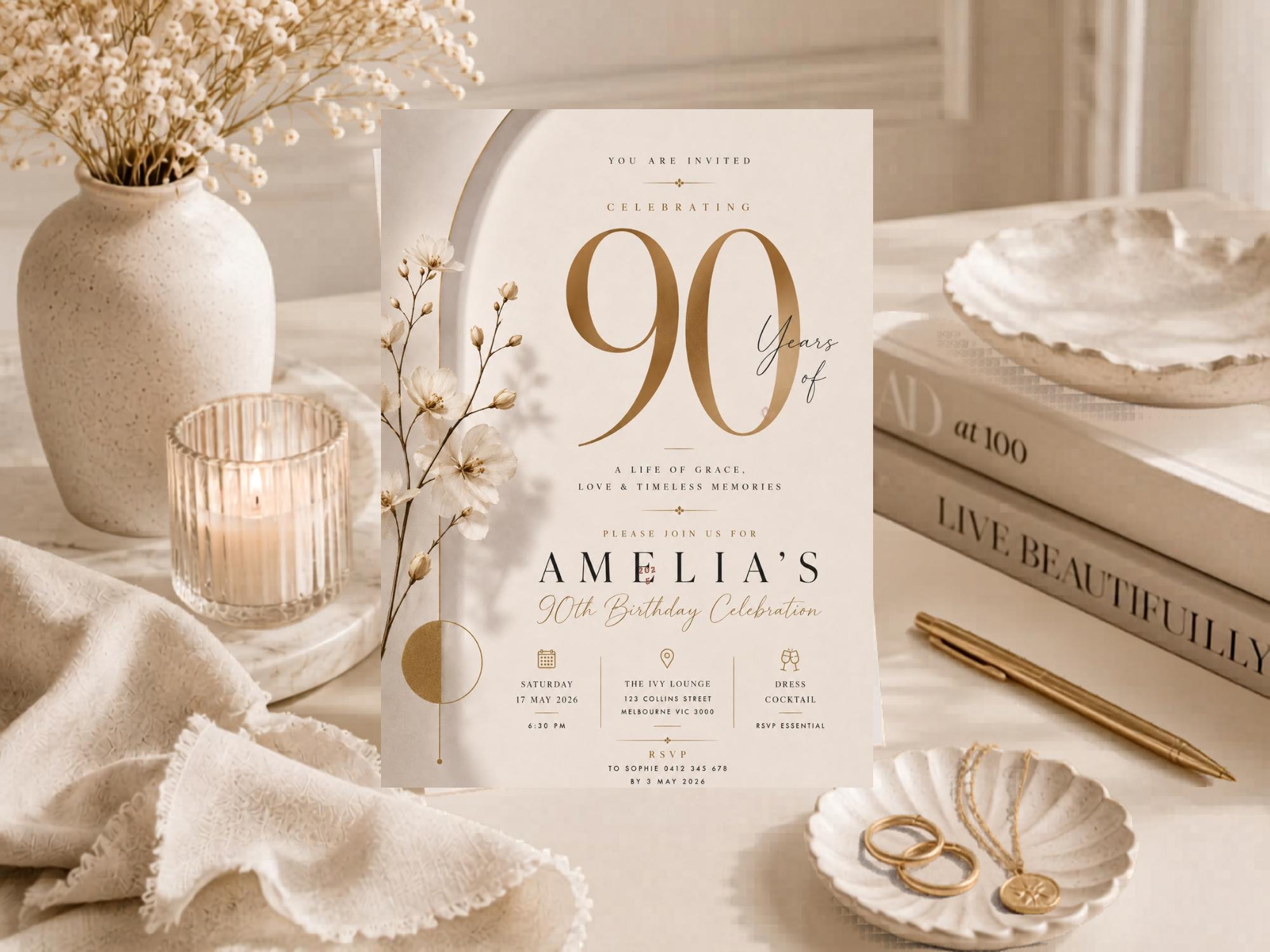 90th Birthday Invitation Template preview 4