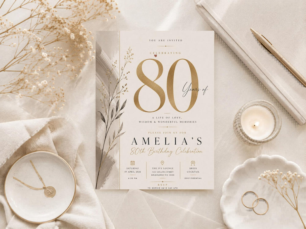 80th Birthday Invitation Template preview 10