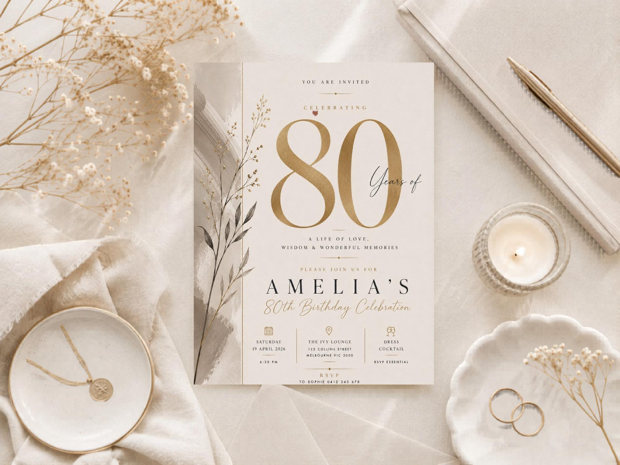 80th Birthday Invitation Template preview 10