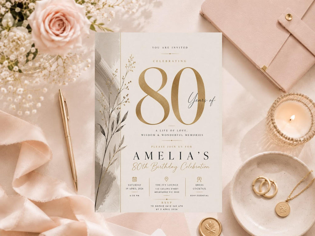 80th Birthday Invitation Template preview 9
