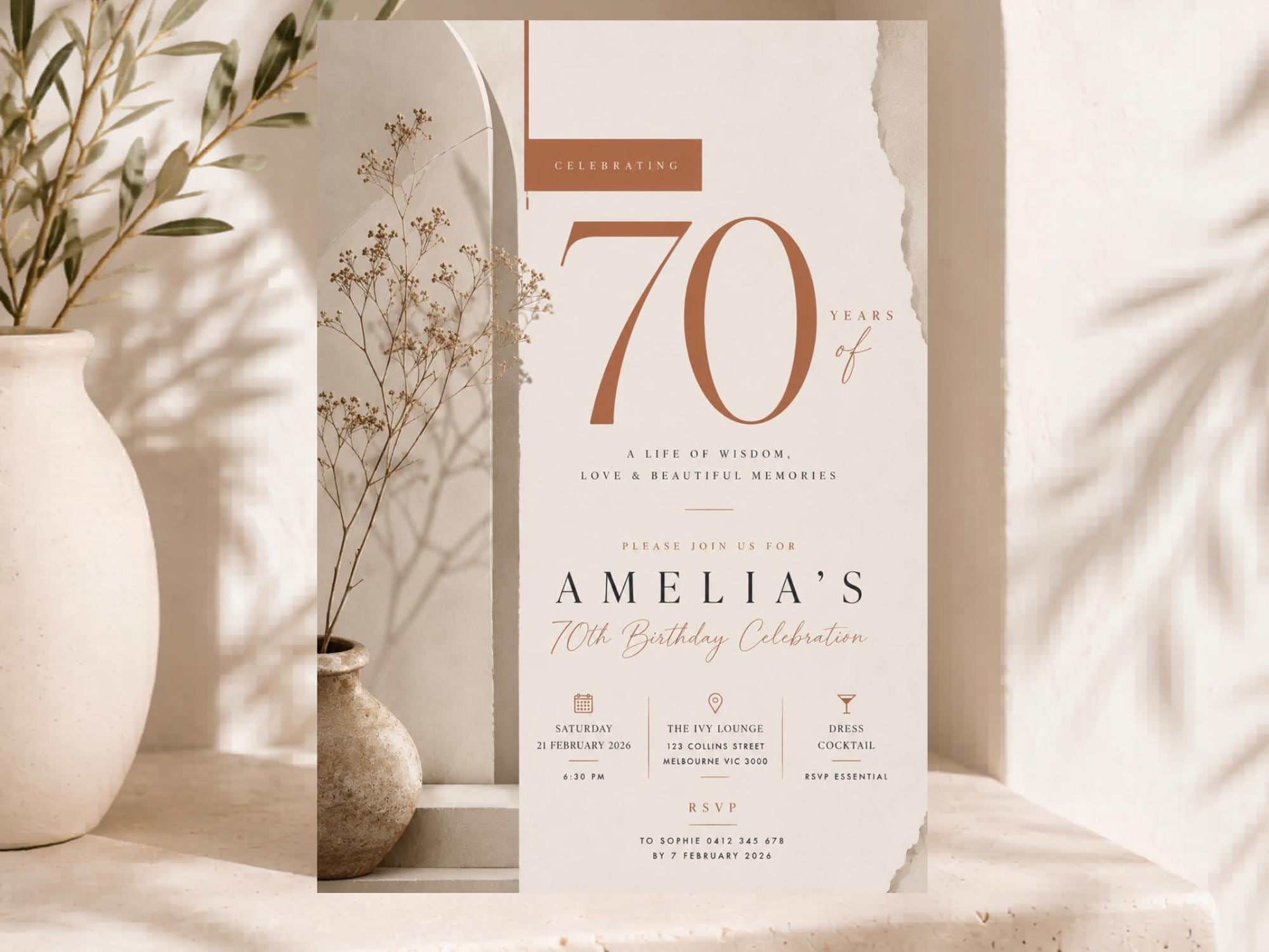 70th Birthday Invitation Template preview 2