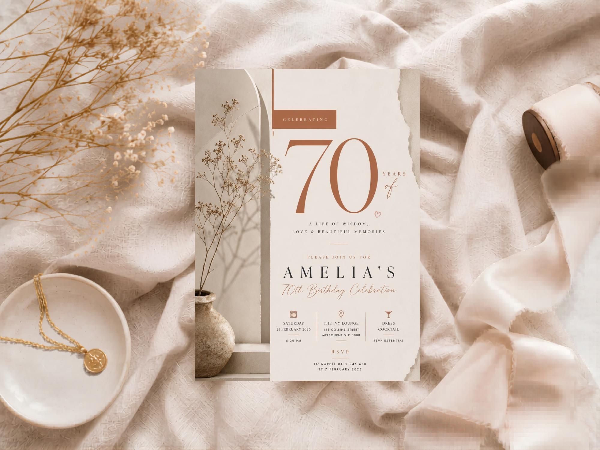 70th Birthday Invitation Template preview 6