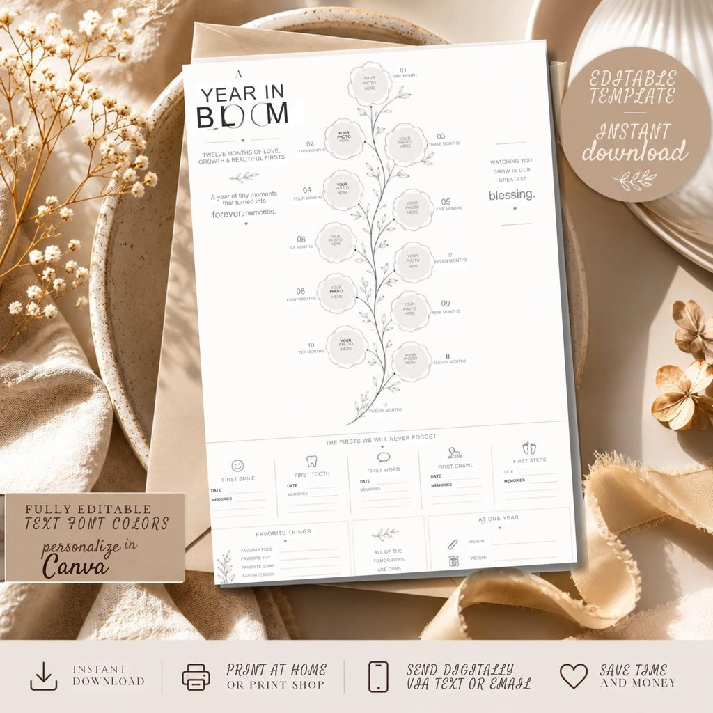 First Birthday Milestone Board Bundle Template preview 3