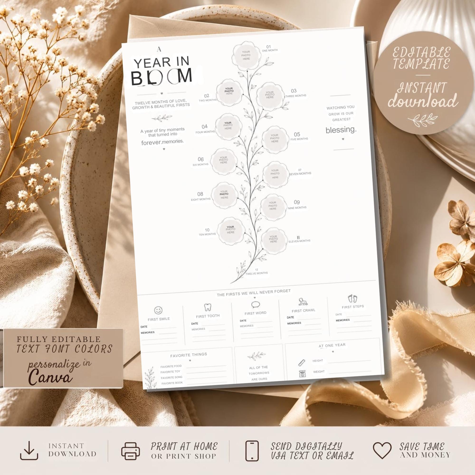 First Birthday Milestone Board Bundle Template preview 3