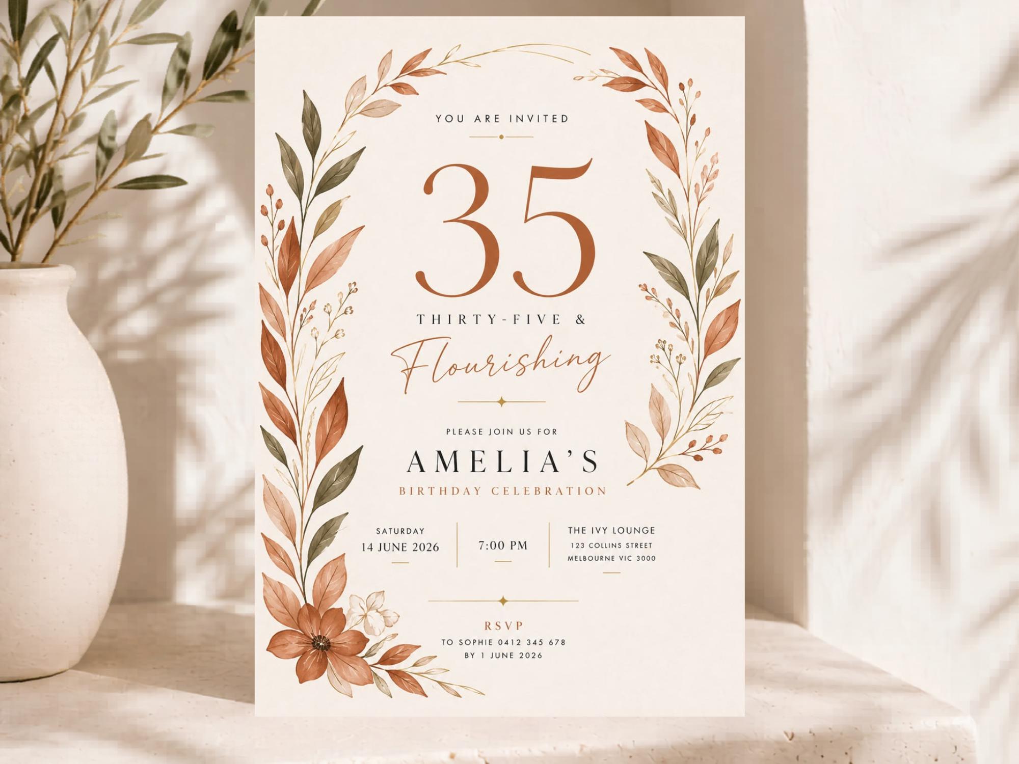 35th Birthday Invitation Template preview 2