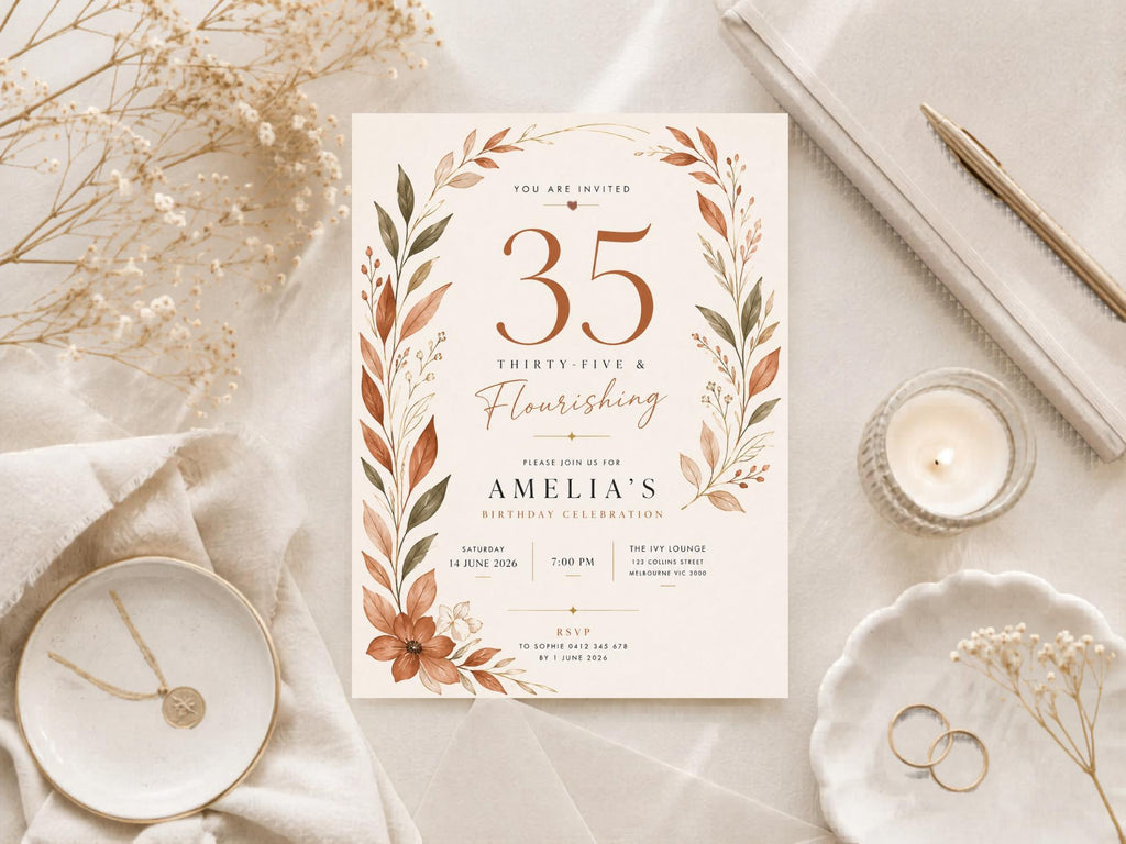 35th Birthday Invitation Template preview 1
