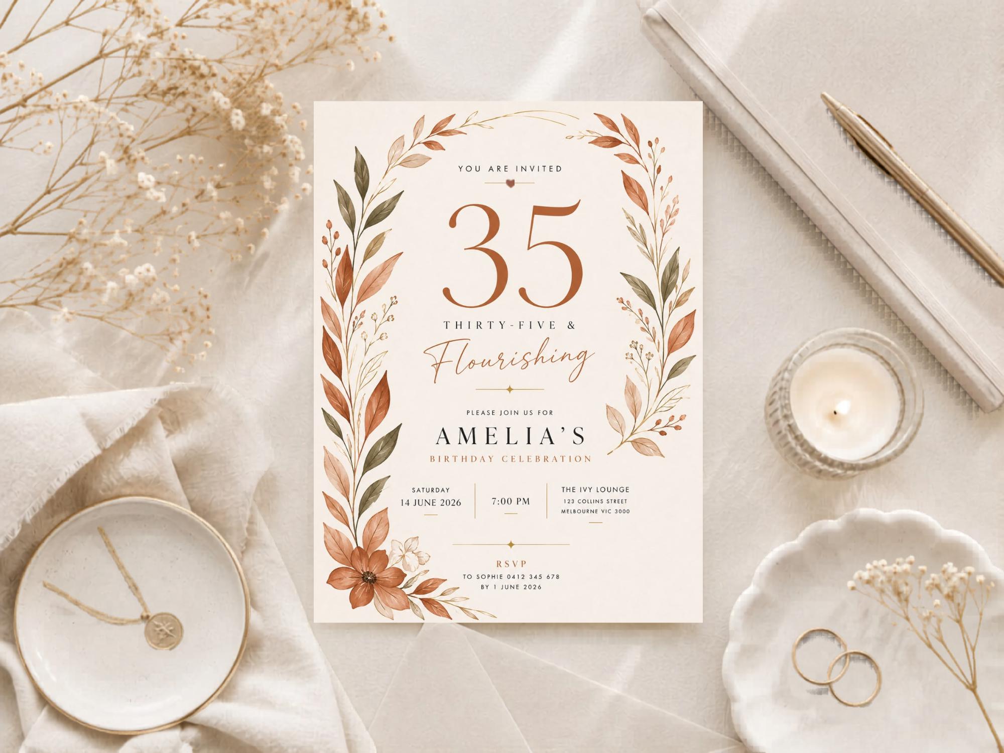 35th Birthday Invitation Template preview 1