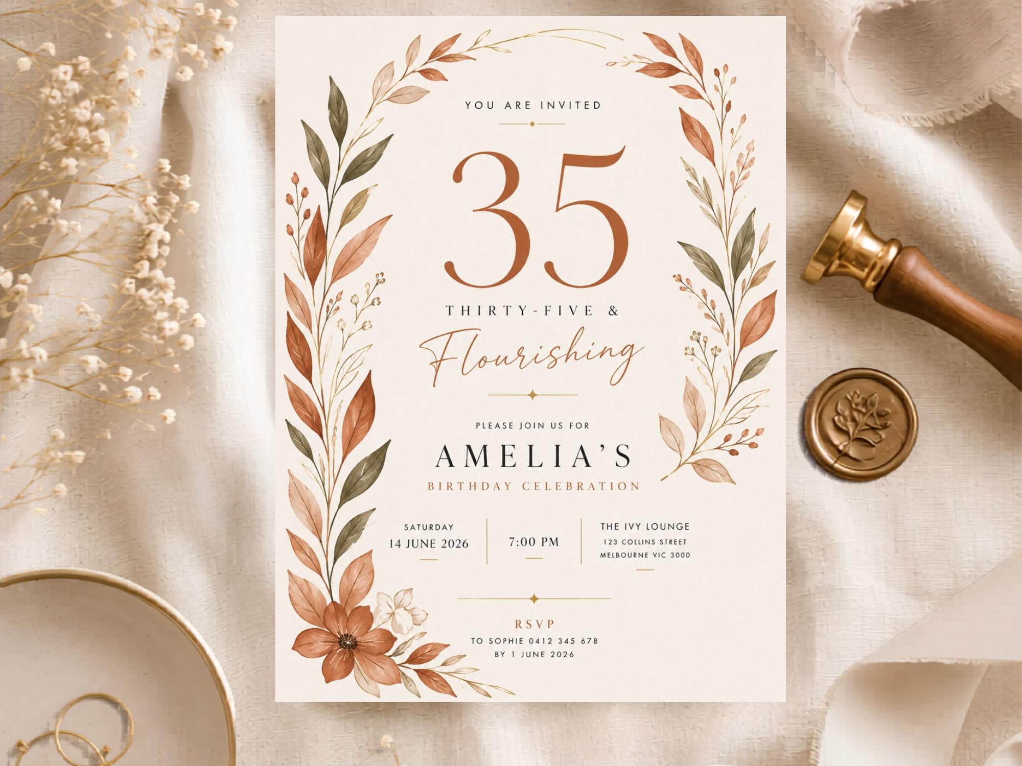 35th Birthday Invitation Template preview 4
