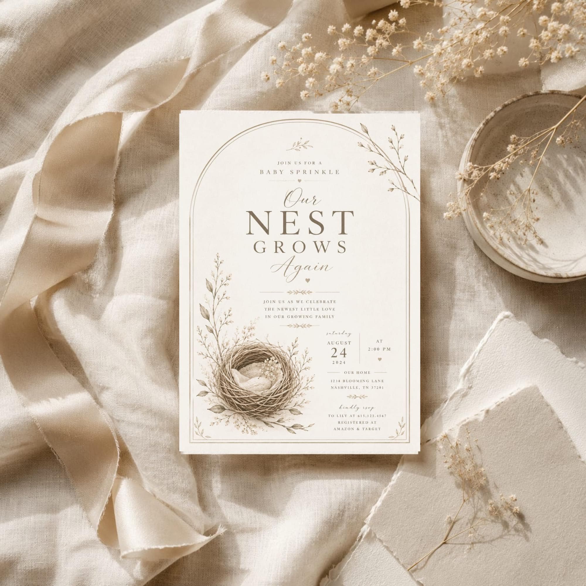 Our Nest Grows Again Baby Sprinkle Invitation preview 5