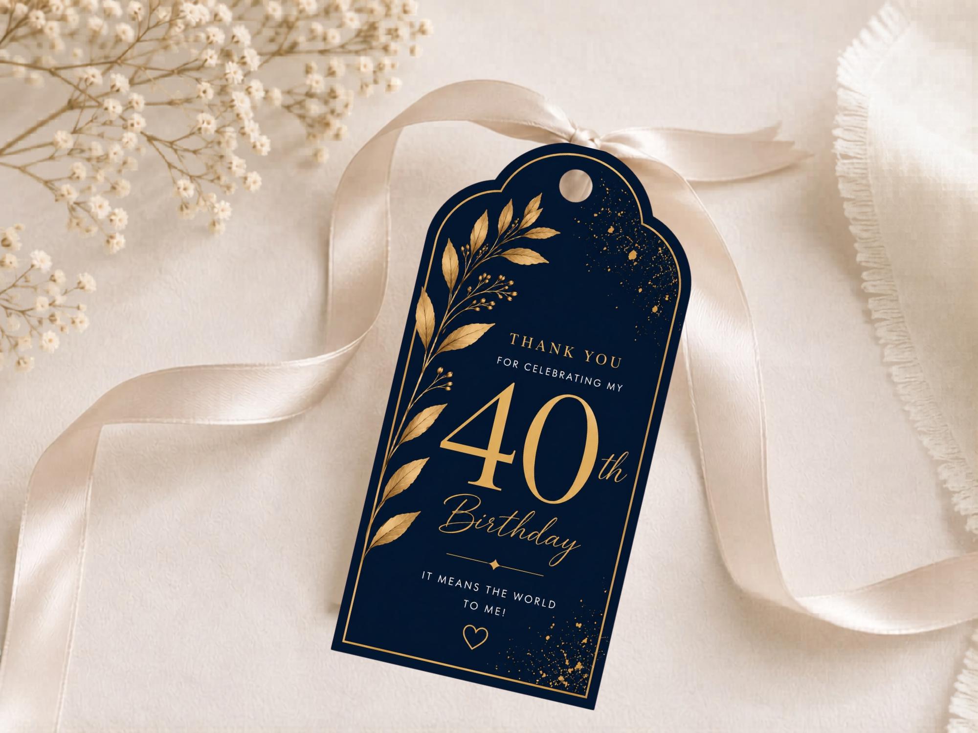 40th Birthday Favor Tag Template preview 4