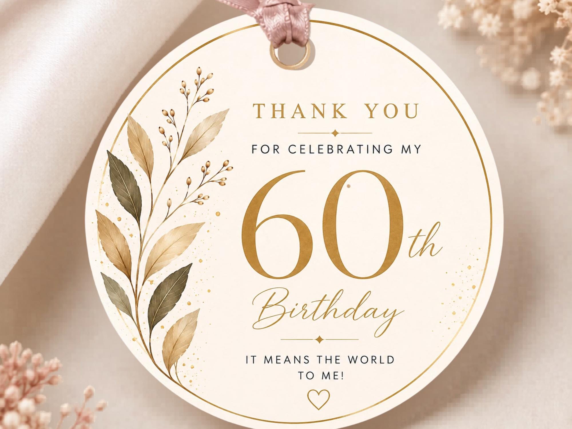 60th Birthday Favor Tag Template preview 2
