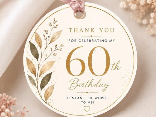 60th Birthday Favor Tag Template preview 2