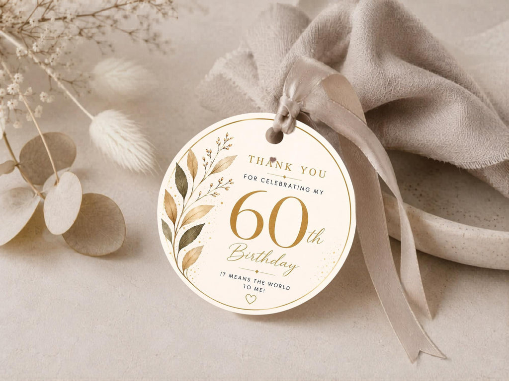 60th Birthday Favor Tag Template preview 3