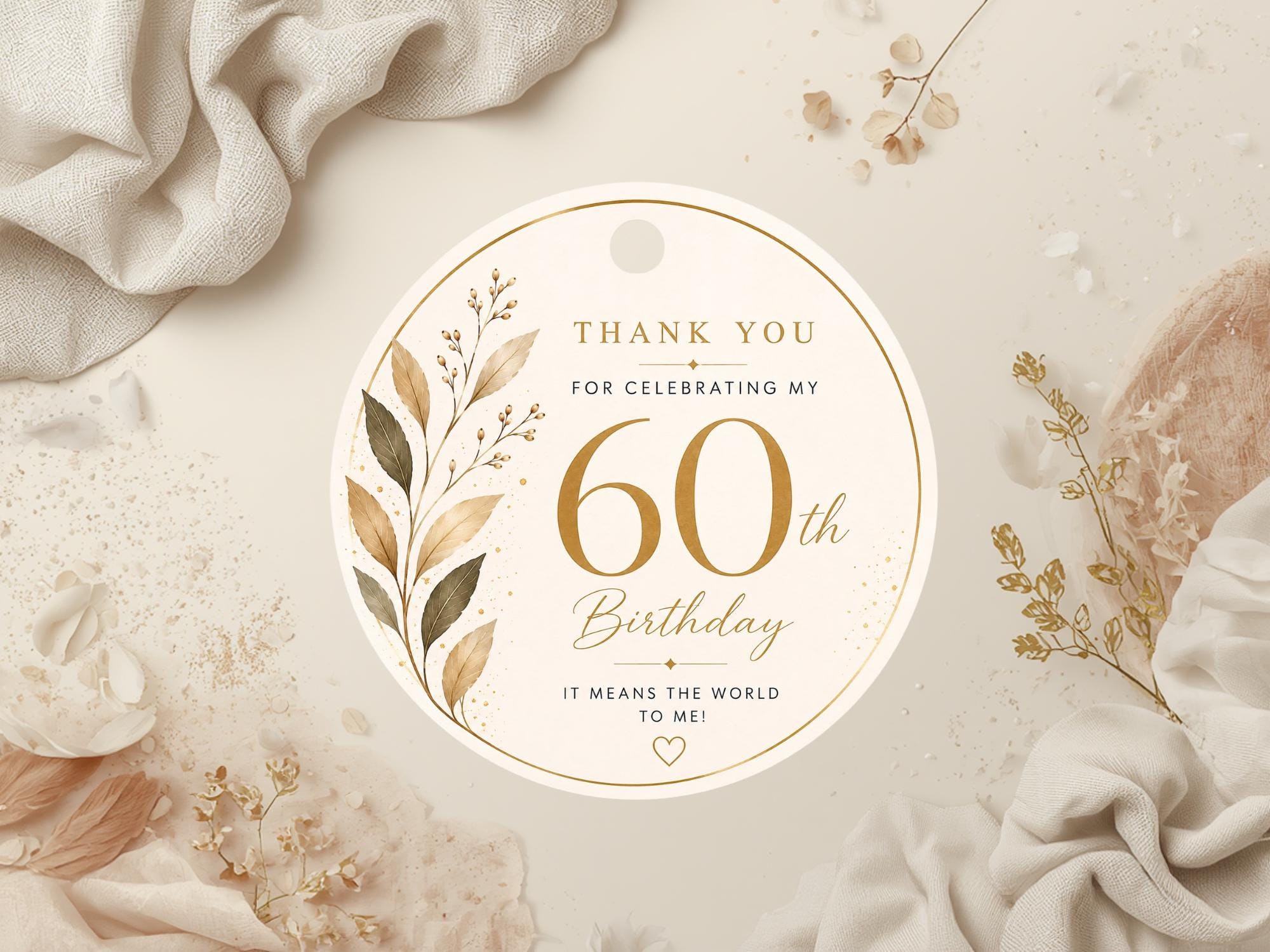 60th Birthday Favor Tag Template preview 4