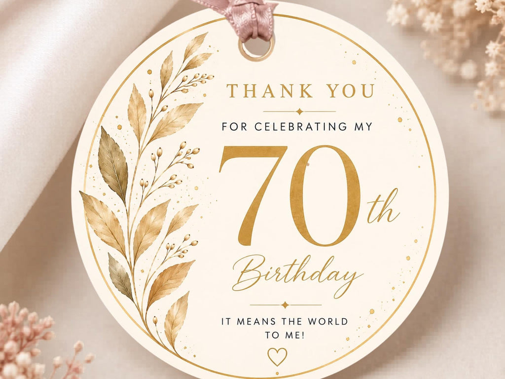 70th Birthday Favor Tag Template preview 2