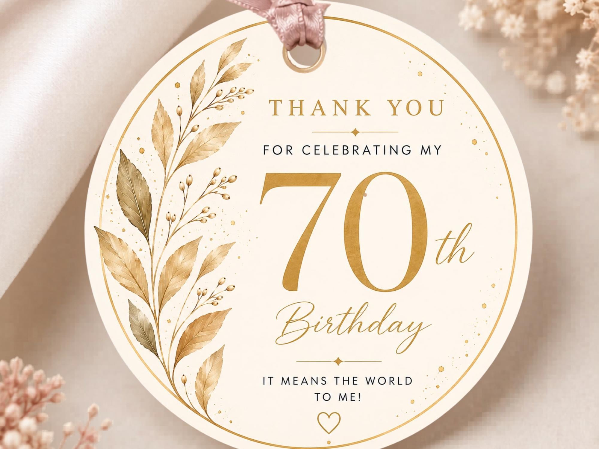 70th Birthday Favor Tag Template preview 2