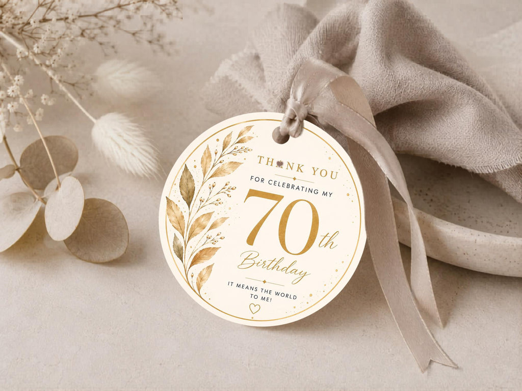 70th Birthday Favor Tag Template preview 3