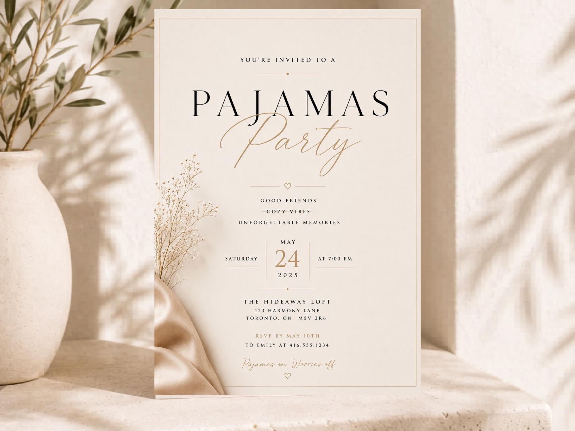 Pajama Party Invitation Template preview 1