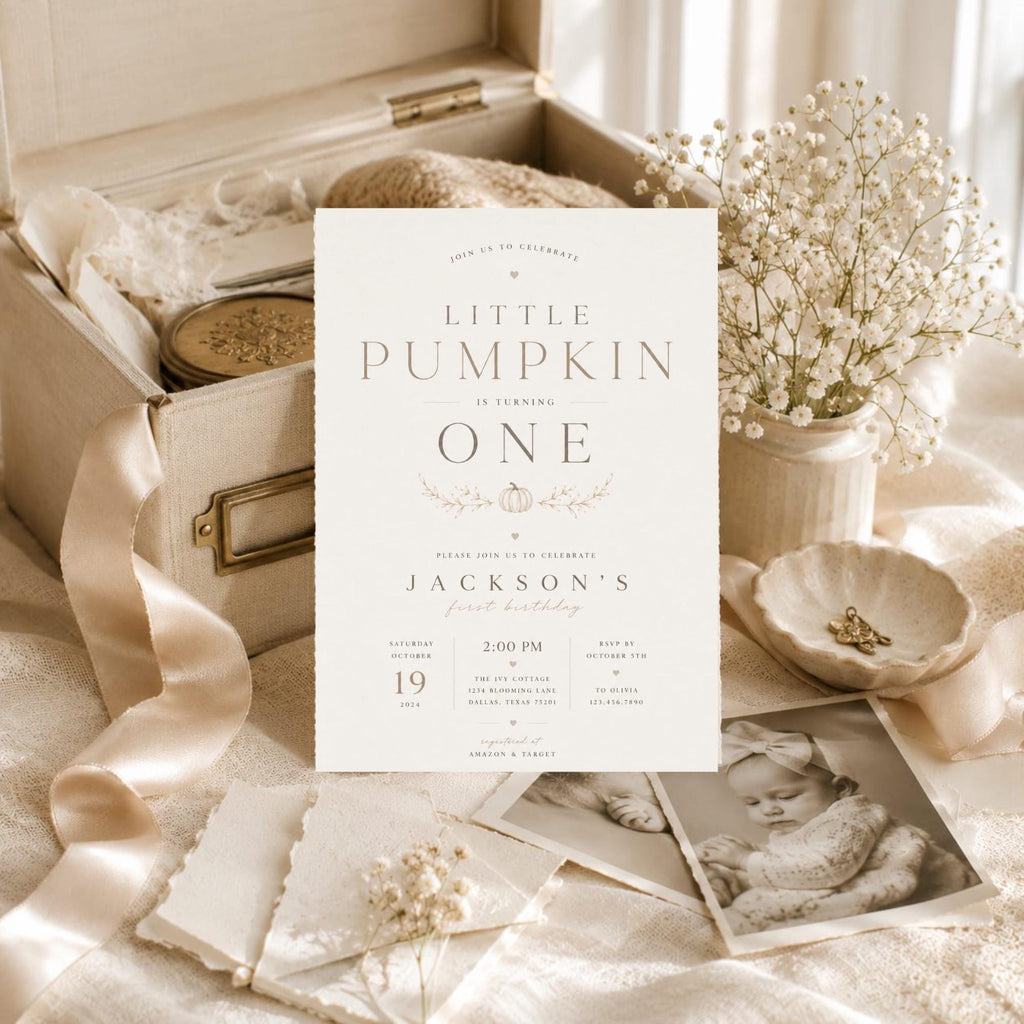 Little Pumpkin First Birthday Invitation preview 4