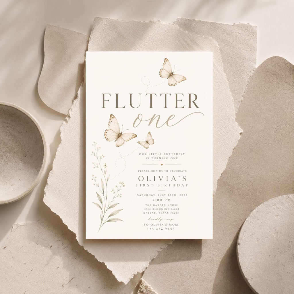 Butterfly First Birthday Invitation preview 1