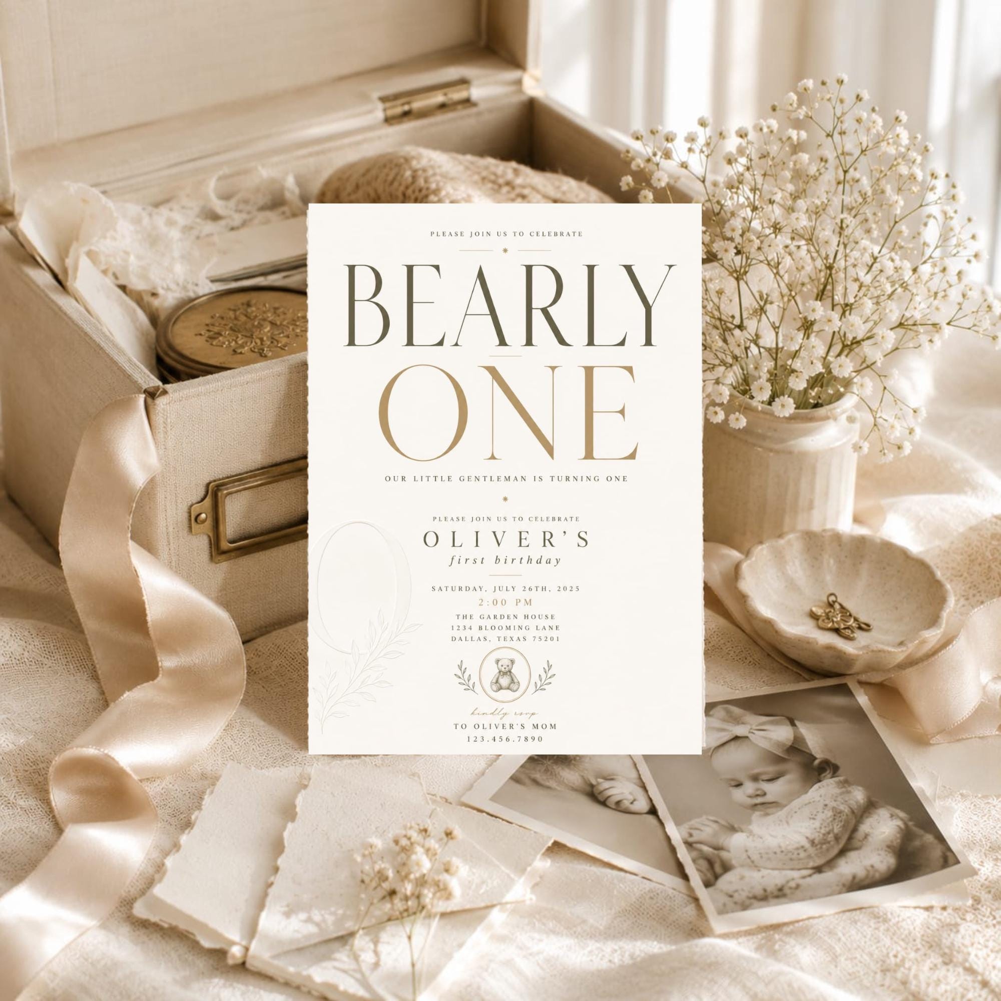 Teddy Bear First Birthday Invitation preview 4