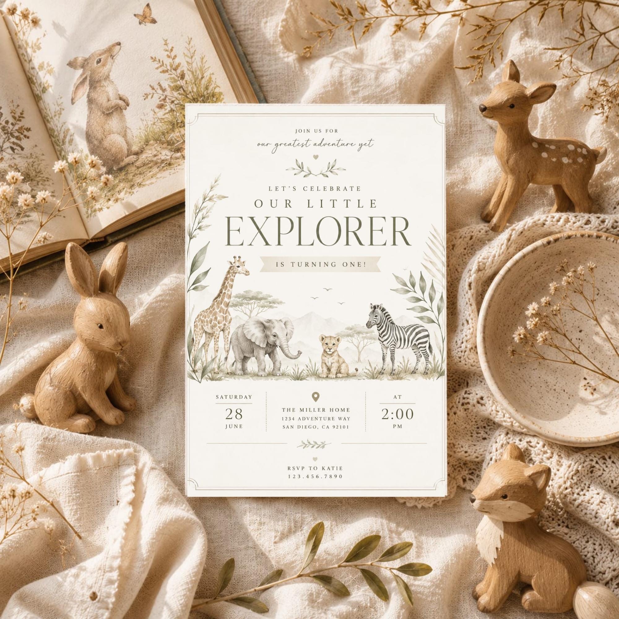 Safari First Birthday Invitation preview 6