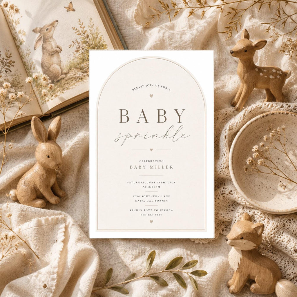 Boho Minimal Arch Baby Sprinkle Invitation preview 6