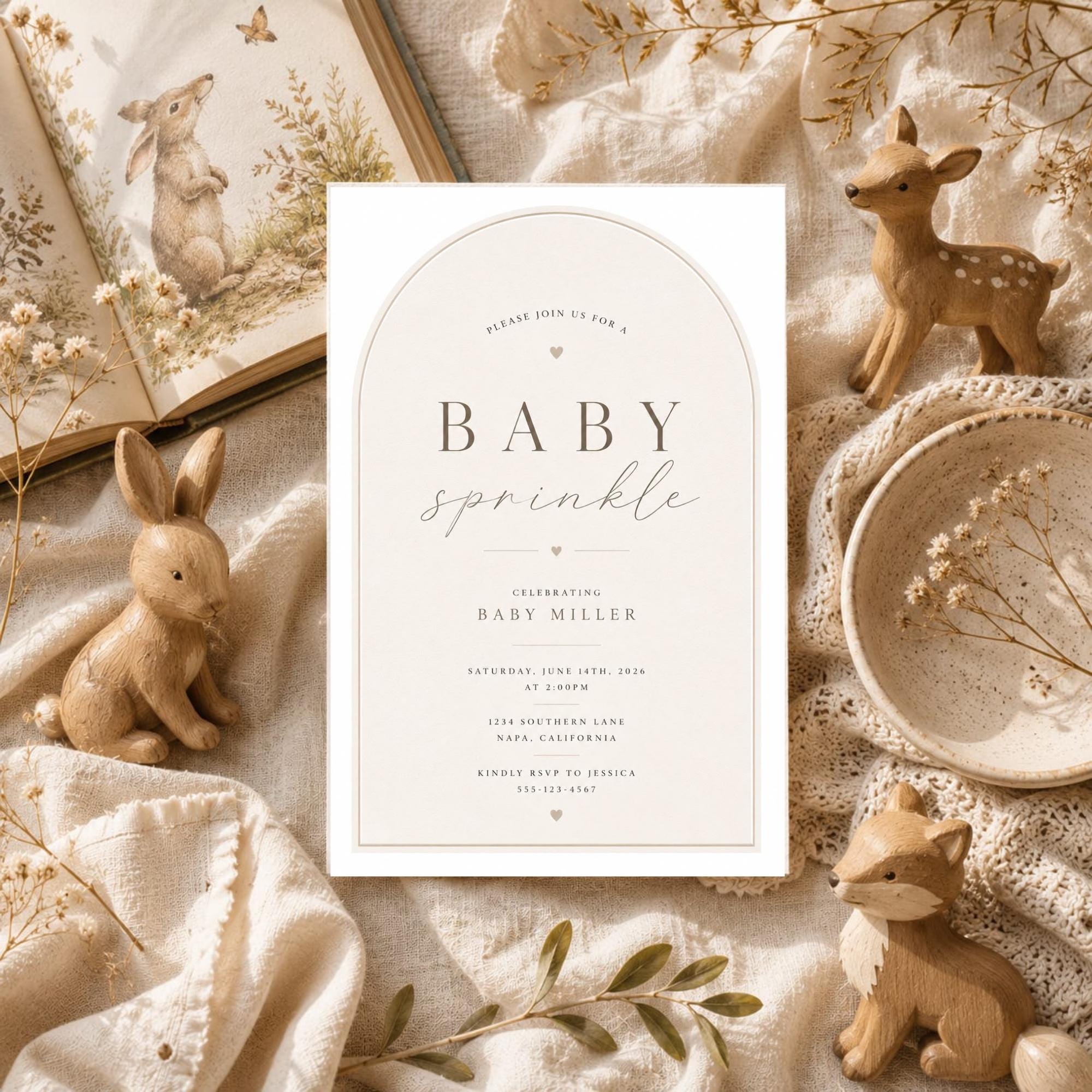 Boho Minimal Arch Baby Sprinkle Invitation preview 6