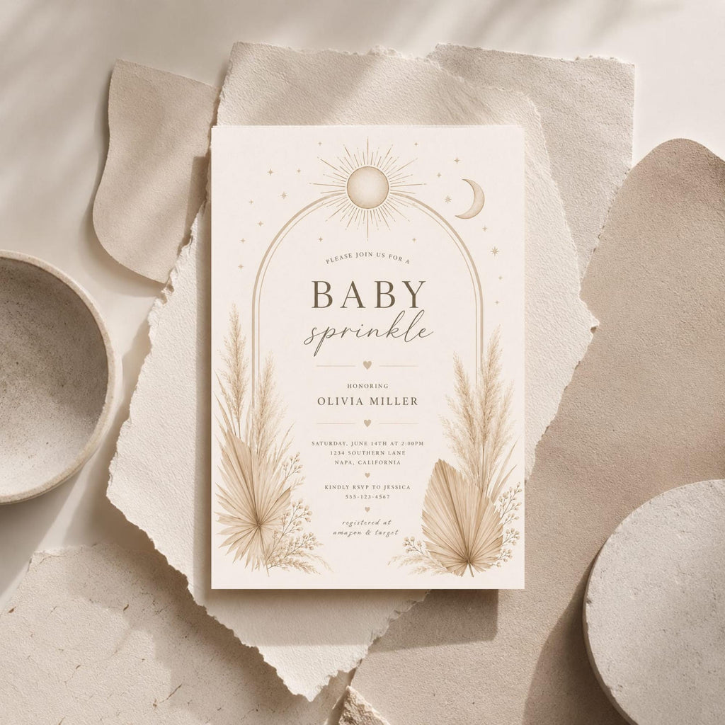 Sun Moon Stars Baby Sprinkle Invitation preview 2