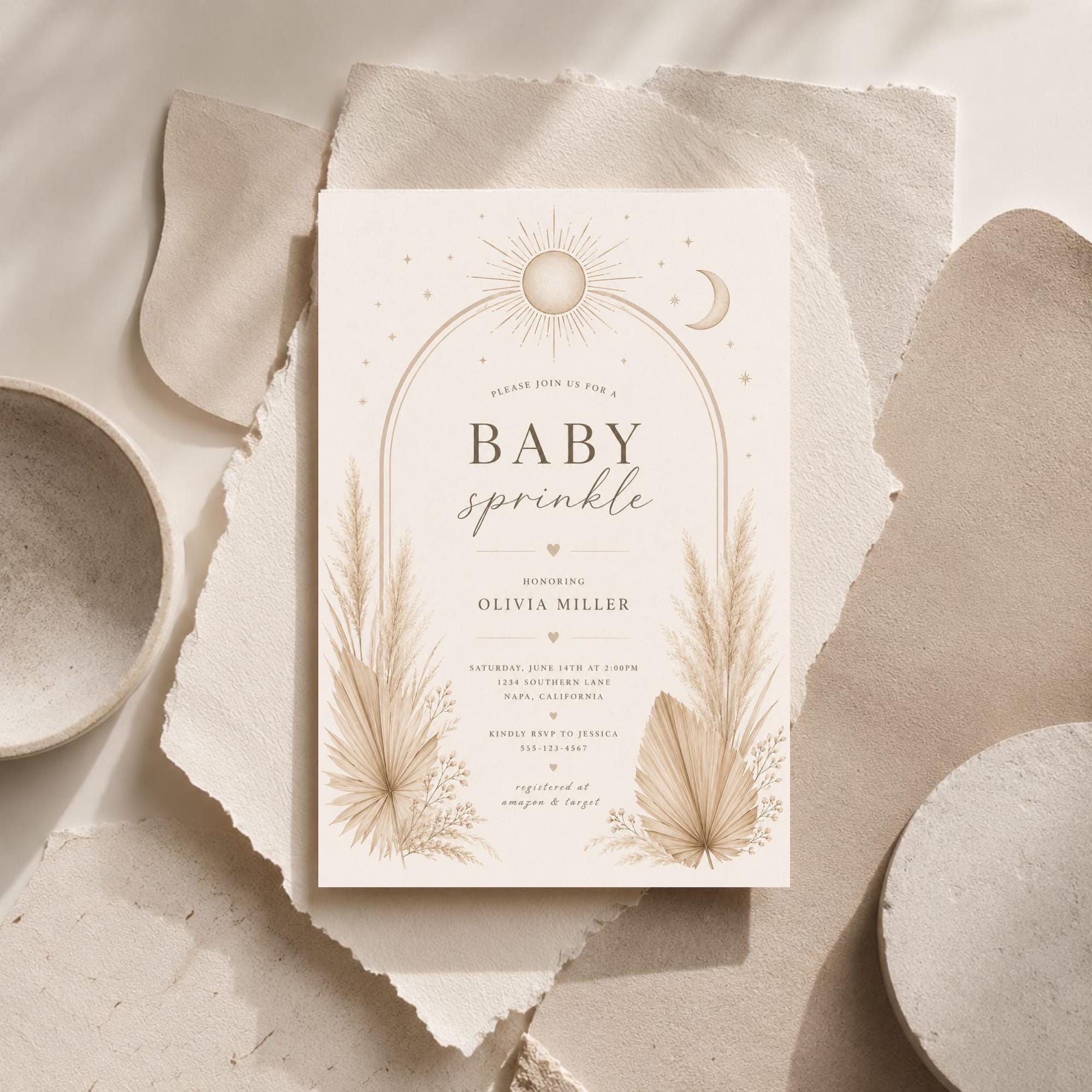 Sun Moon Stars Baby Sprinkle Invitation preview 2