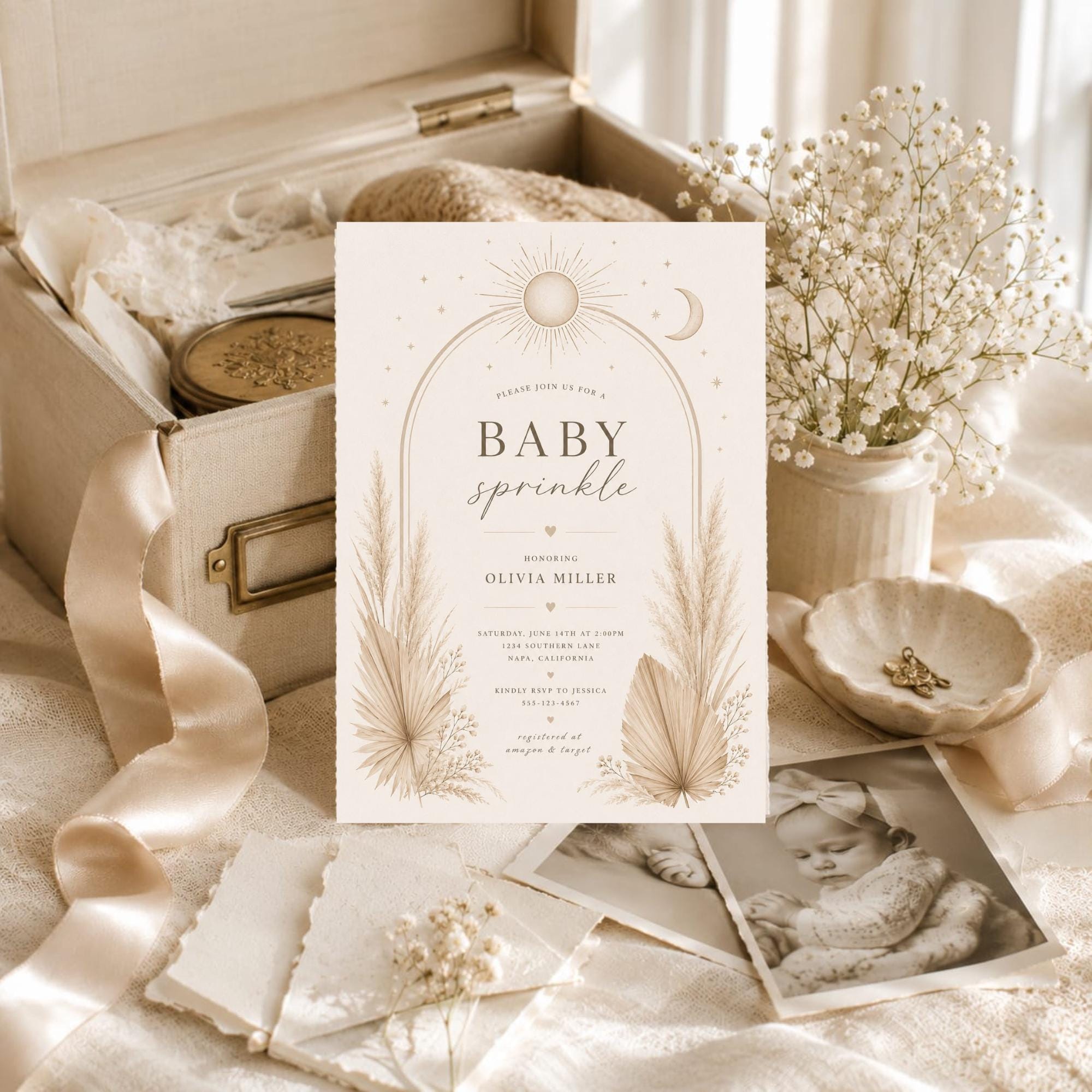 Sun Moon Stars Baby Sprinkle Invitation preview 4