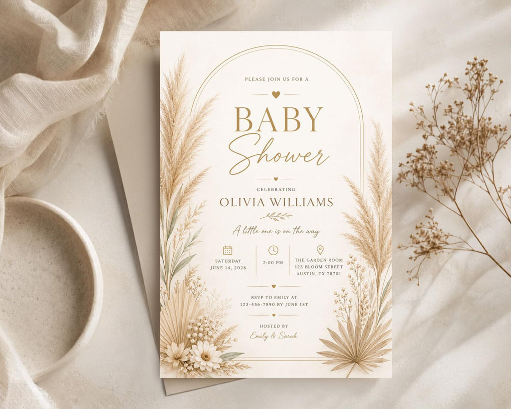 Pampas Baby Shower Invitation Template preview 1
