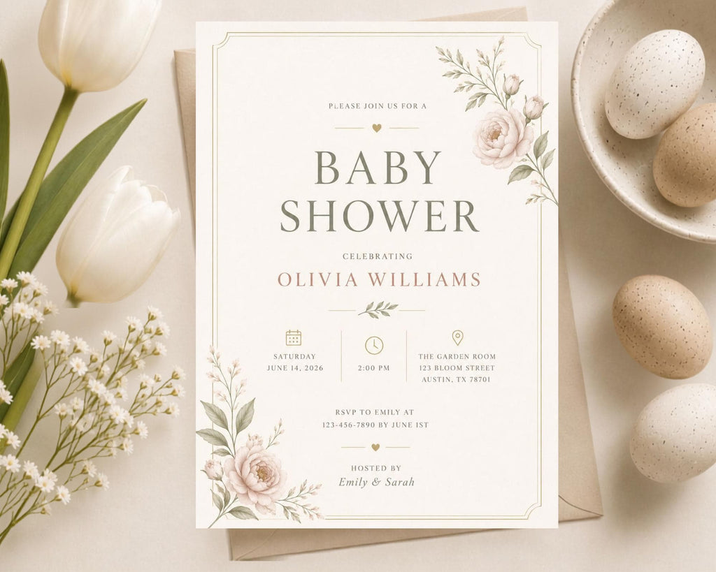 Floral Baby Shower Invitation Template preview 4