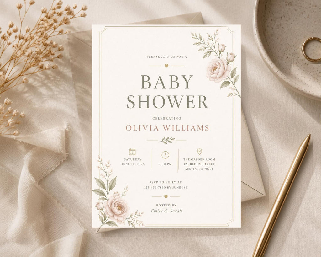 Floral Baby Shower Invitation Template preview 8