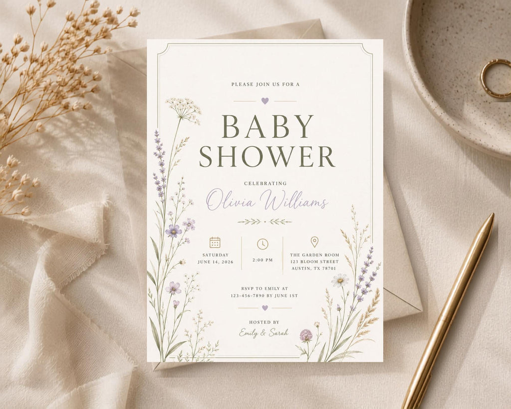 Wildflower Baby Shower Invitation Template preview 8