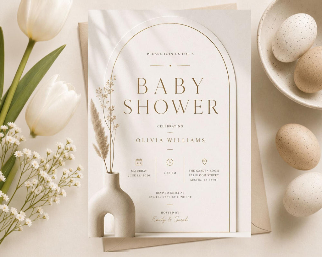 Minimalist Baby Shower Invitation Template preview 2