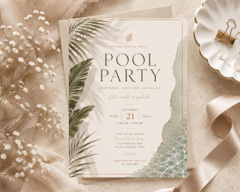 Tropical Pool Party Invitation Template preview 4
