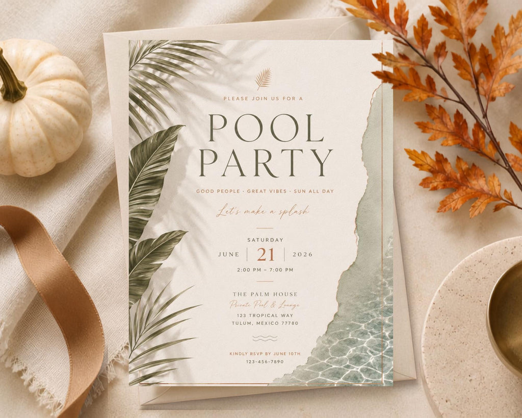 Tropical Pool Party Invitation Template preview 5