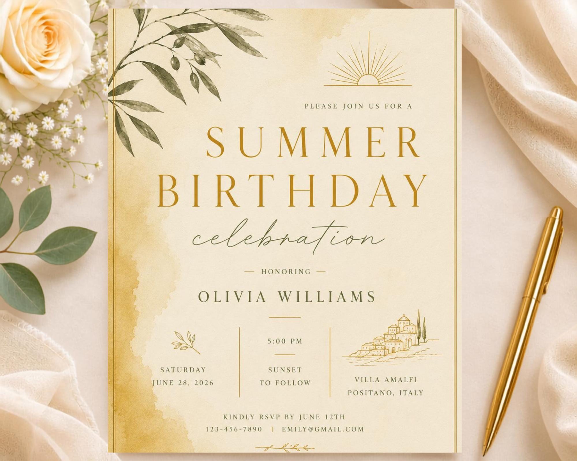 Summer Birthday Invitation Template preview 2