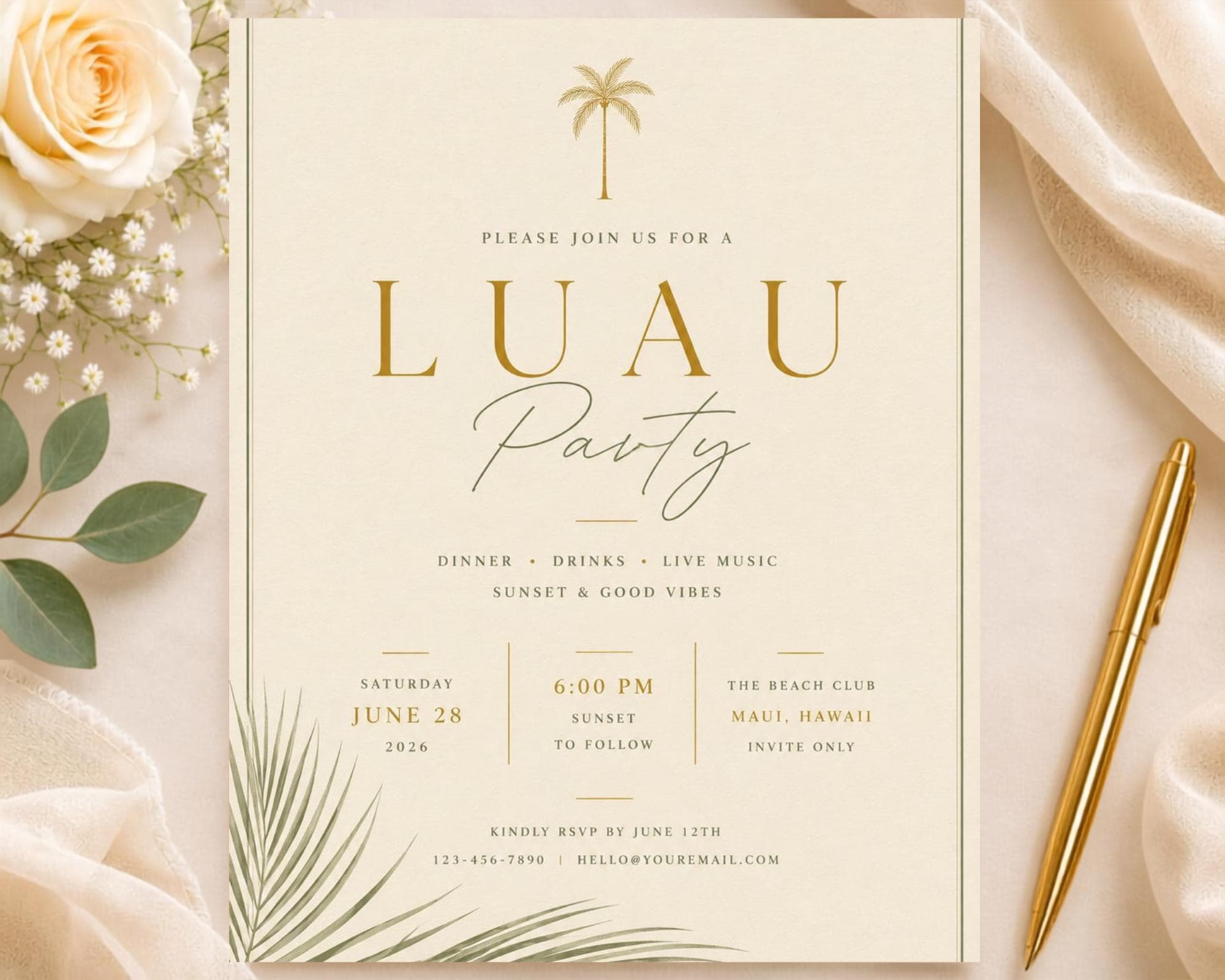 Luau Party Invitation Template preview 2